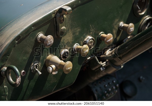 Throttle buttons on
an old veteran car
deck.