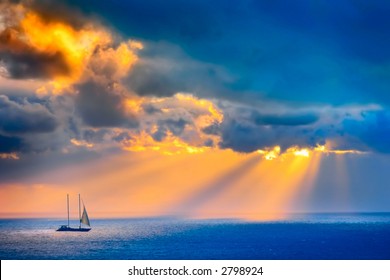 Through clouds on the sea light flows - Powered by Shutterstock