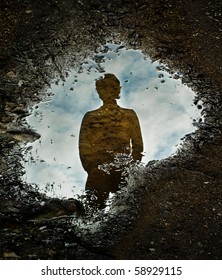Through the Looking Glass, reflection on a water puddle