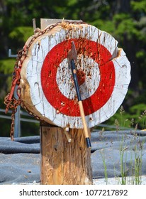 Thrown Axe In Bullseye, Lumberjack Competition Canada