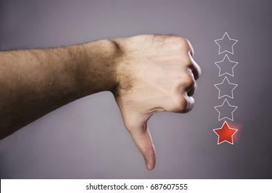 Thumb Down With Graphic One Star, Bad Service, Dislike,  Bad Quality 