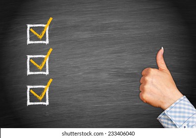 Thumbs up Checkbox - Best Service or Quality - Shutterstock ID 233406040