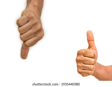 Thumbs Up And Thumbs Down On White Background