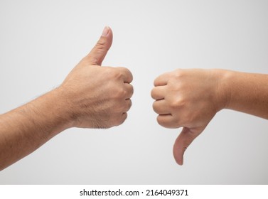 Thumbs Up And Thumbs Down White Background