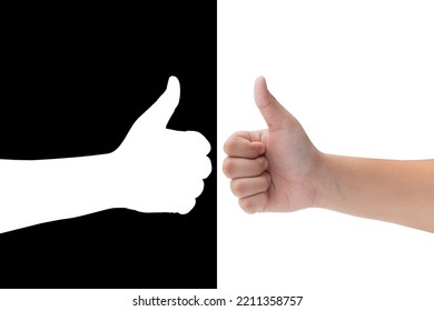 Thumbs Up Hand Isolated On White With Shadow Alpha Channel