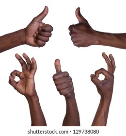 Thumbs up and okay gestures isolated on white background
