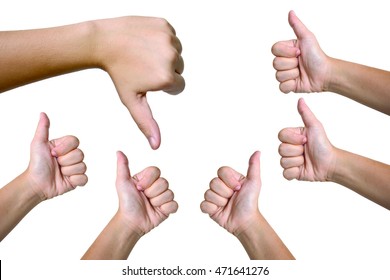 Thumbs Up And One Thumb Down ,agree And Disagree