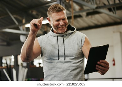 Thumbs Up, Tablet Or Wellness Man On Video Call For Networking, Communication Or Personal Trainer Selfie For Social Media. Health, Gym Or Happy Coach For Thank You, Motivation Or Success Workout Goal