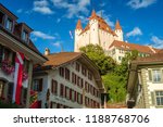 Thun Castle dominating the Thun skyline (Switzerland). It lies the city of Thun, in the Swiss canton of Bern. It was built in the 12th century and is a Swiss heritage site of national signif