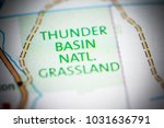 Thunder Basin National Grassland. Wyoming. USA on a map.