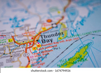 Thunder Bay On Canada Travel Map Stock Photo 1674794926 | Shutterstock