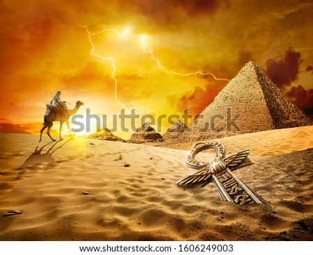 Thunder and lightning in the desert of Egypt