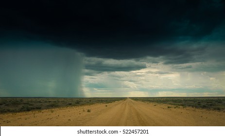 Thunder storm over a road in the outback of Australia, Mungo National Park