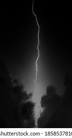 Thunder Strike Clouds In Dark Sky Black And White