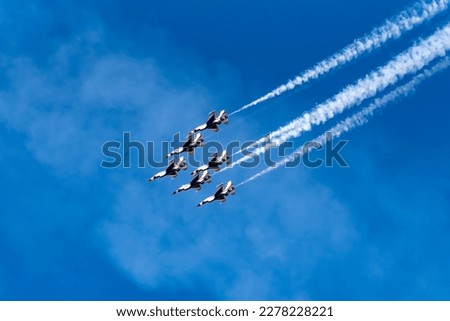 Thunderbirds in formation in the sky