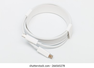 Thunderbolt Cable On A White Background