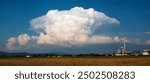 a thundercloud (cumulonimbus) over Grafenau formed into an anvil, Suedzucker factory, Plattling, Lower Bavaria, Germany