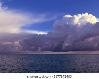Thunderclouds storm clouds over ocean. 