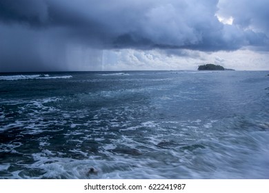 A Thunderstorm Approaches The Small Island Atoll Of Tuvalu