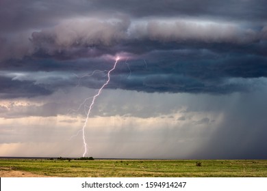 Thunderstorm with lightning and dark clouds