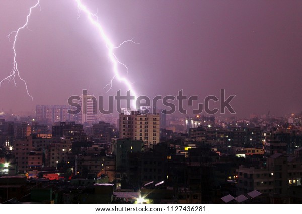 Thunderstorm\
& lightning on Dhaka city, Bangladesh.\
