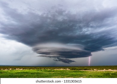 Thunderstorm with lightning strike