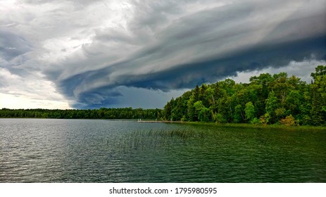 A Thunderstorm Looms Over North Star Lake, In Itasca County, MN. 