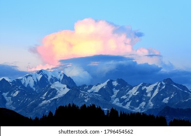 Tempête de neige sur le massif du Mont Blanc