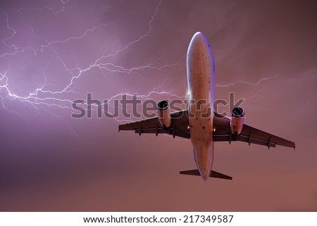 thunderstorm over the aircraft 