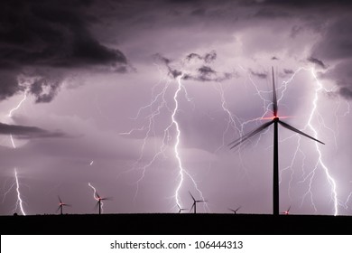 Thunderstorm Over A Wind Farm