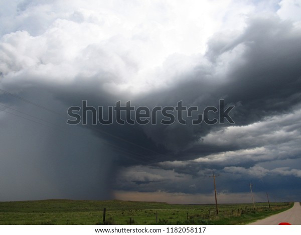 Thunderstorm Produces Wet Downburst Over Plains Stock Photo Edit Now 1182058117