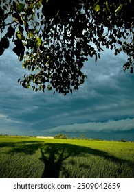Thunderstorms clouds with torpical rain scene pakistan