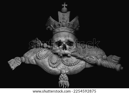 Thus passes the glory of the world (Lat.: Sic transit gloria mundi). Human skull in a crown as symbol of as a symbol that all men are mortal, that nothing is eternal. Stock photo © 