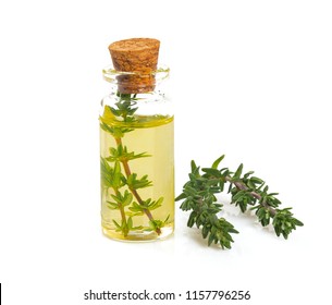 Thyme Oil Isolated On White