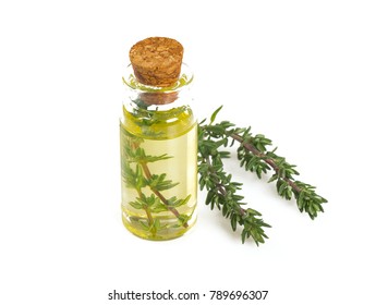 Thyme Oil Isolated On White