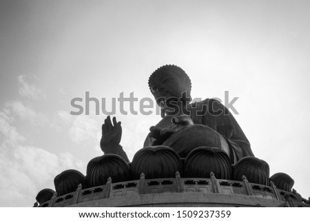 Tian Tan big Buddha in Hongkong. Tourist attraction and popular travel place in HongKong.