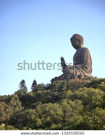 Tian Tan Buddha( the Big Buddha ) at  Po Lin Monastery Lantau Island, Hong Kong with beautiful blue sky