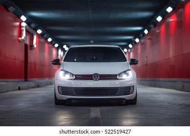 Tianjin, China - Feb 28, 2016: Volkswagen Golf GTI MK6. Built by FAW-VW in China from 2010, it is the first time the GTI is built in China with slightly less power than international models.