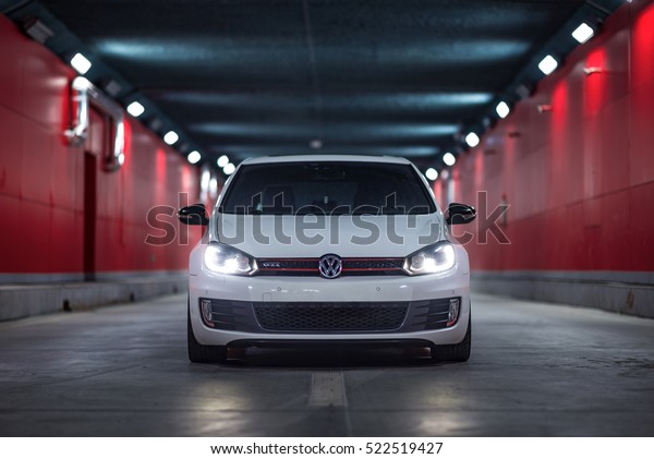 Tianjin, China - Feb 28, 2016: Volkswagen Golf\
GTI MK6. Built by FAW-VW in China from 2010, it is the first time\
the GTI is built in China with slightly less power than\
international models.
