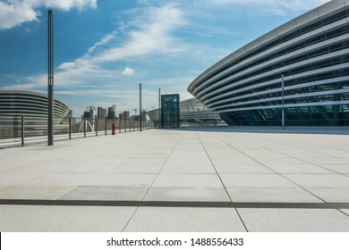 Tianjin, China, Modern City Business Office Area, Building Part And Plaza Platform.