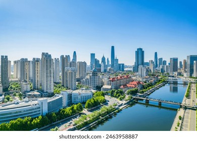 
					Tianjin city blue sky and white cloud landscape