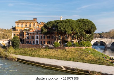 Tiber Island In Rome, Italy