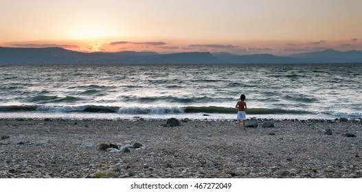 TIBERIAS, ISRAEL - OCTOBER 07, 2011: Evening Storm On The Sea Of Galilee. Israel