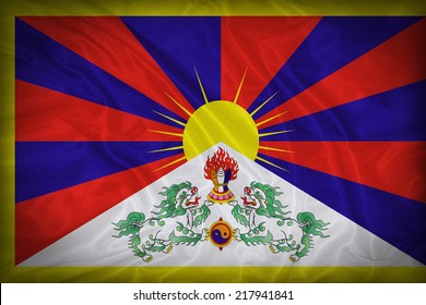 Tibet flag pattern on the fabric texture ,vintage style