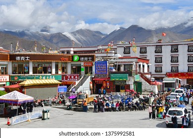 Tibet, Lhasa, China, June, 03, 2018. Daily life in the historical center of Lhasa in summer. Tibet, China