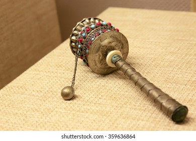 Tibetan Buddhism Supplies - Handheld Prayer Wheel, Closeup Of Photo