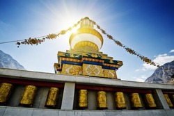 Tibetan Gompa In Sunbeam Light