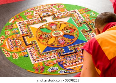 Tibetan mandala tilt from coloured sand