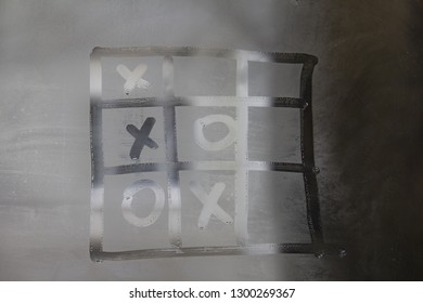 Tic Tac Toe Game On Frozen Window