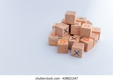 tic tac toe XO game,Wood Toys,wooden block with x and o inside creativity ideas concept